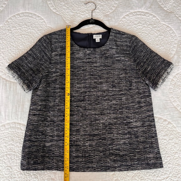 J Crew Navy Tweed Blouse - Picture 1 of 4